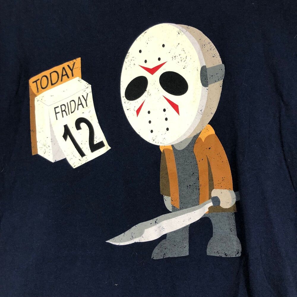 Friday the 13th T-Shirt: Sad Jason on Friday the 12th, Funny Anime Horror Tee L - Picture 2 of 7